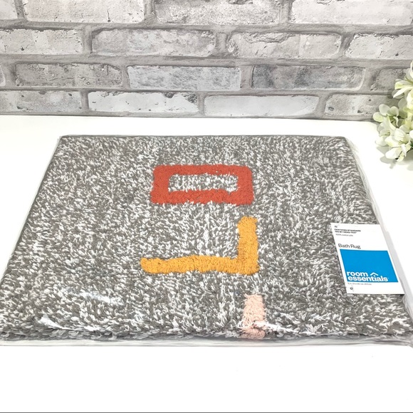 2Pk Room Essentials 24"x17" Gray Tufted Hello Bath Rug NWT - Picture 7 of 8